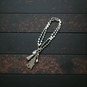 Elegant 18" Double-Strand Beaded Necklace with Tassel Accent